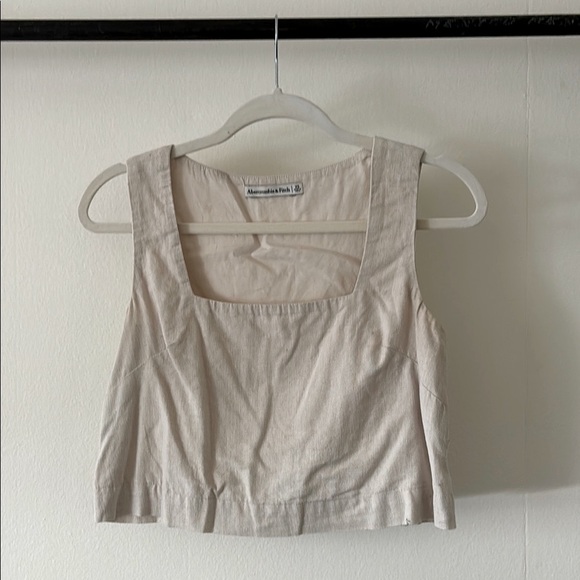 Beige Linen Sleeveless Top - Picture 1 of 3